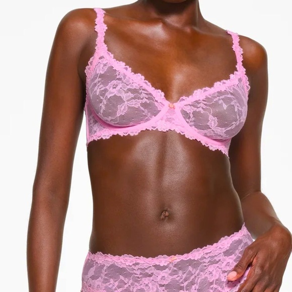 Skims Stretch lace Intimates underwire scoop bra Pink BA-SCP-3575‎ size 32A - Picture 1 of 10